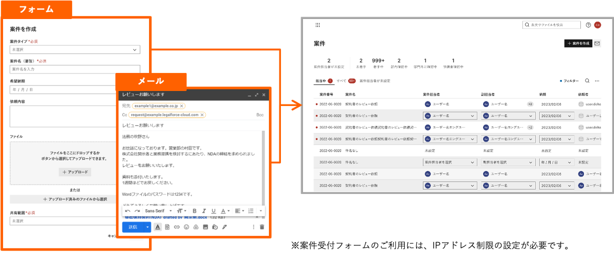 LegalOnのUI画像_マターマネジメント